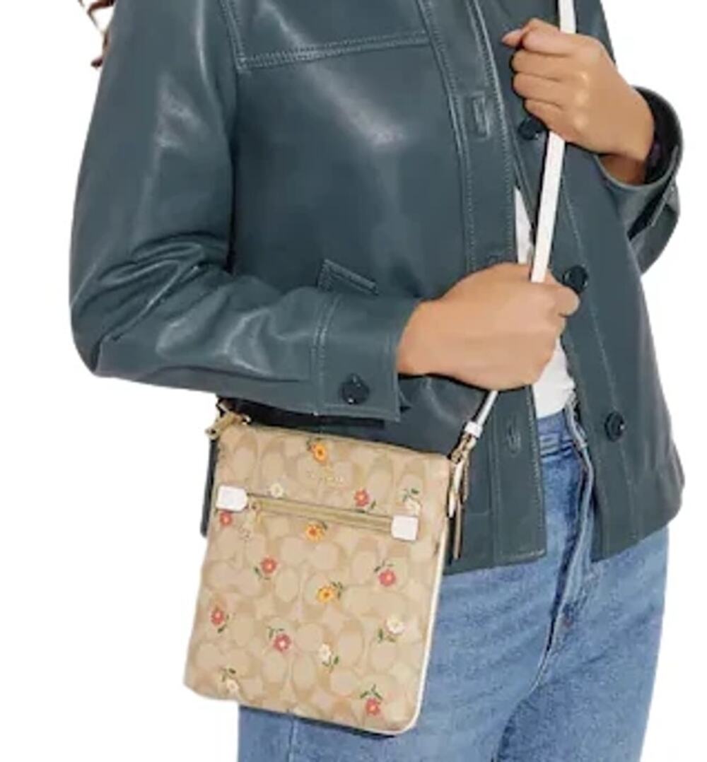 Coach Mini Rowan File Bag Signature Canvas Nostalgic Ditsy Floral NEW